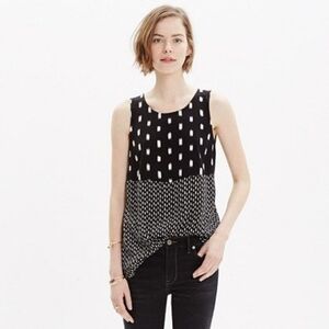 Madewell - Sunbase Ikat Print Keyhole Top Sleeveless C5504 | XS | Black & White